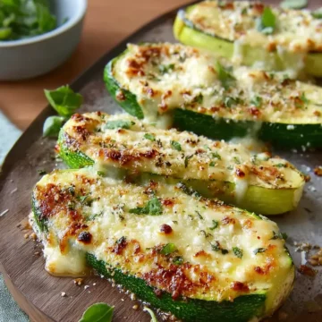 Cheesy Garlic Zucchini Steaks