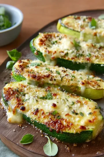 Cheesy Garlic Zucchini Steaks