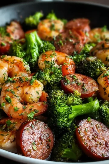 Keto Shrimp, Sausage & Broccoli Skillet