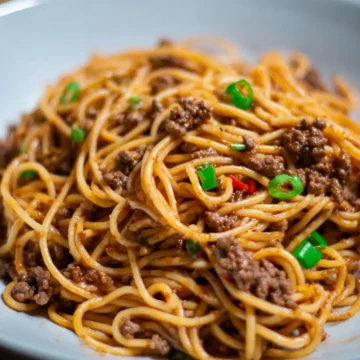 Asian Ground Beef Spaghetti