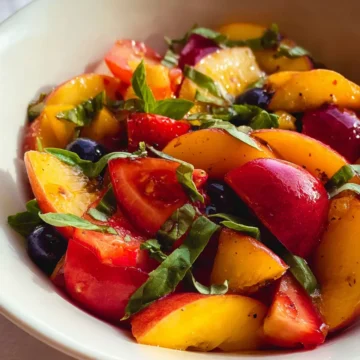 Honey Lime Basil Peach Fruit Salad