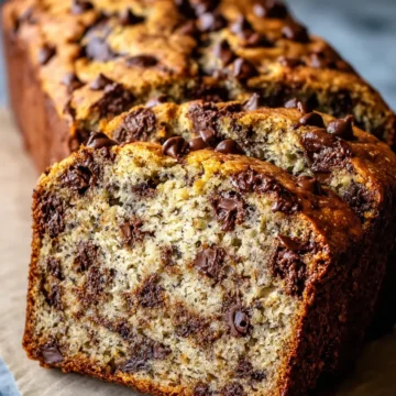 High Protein Greek Yogurt Banana Bread with Chocolate Chip Layers